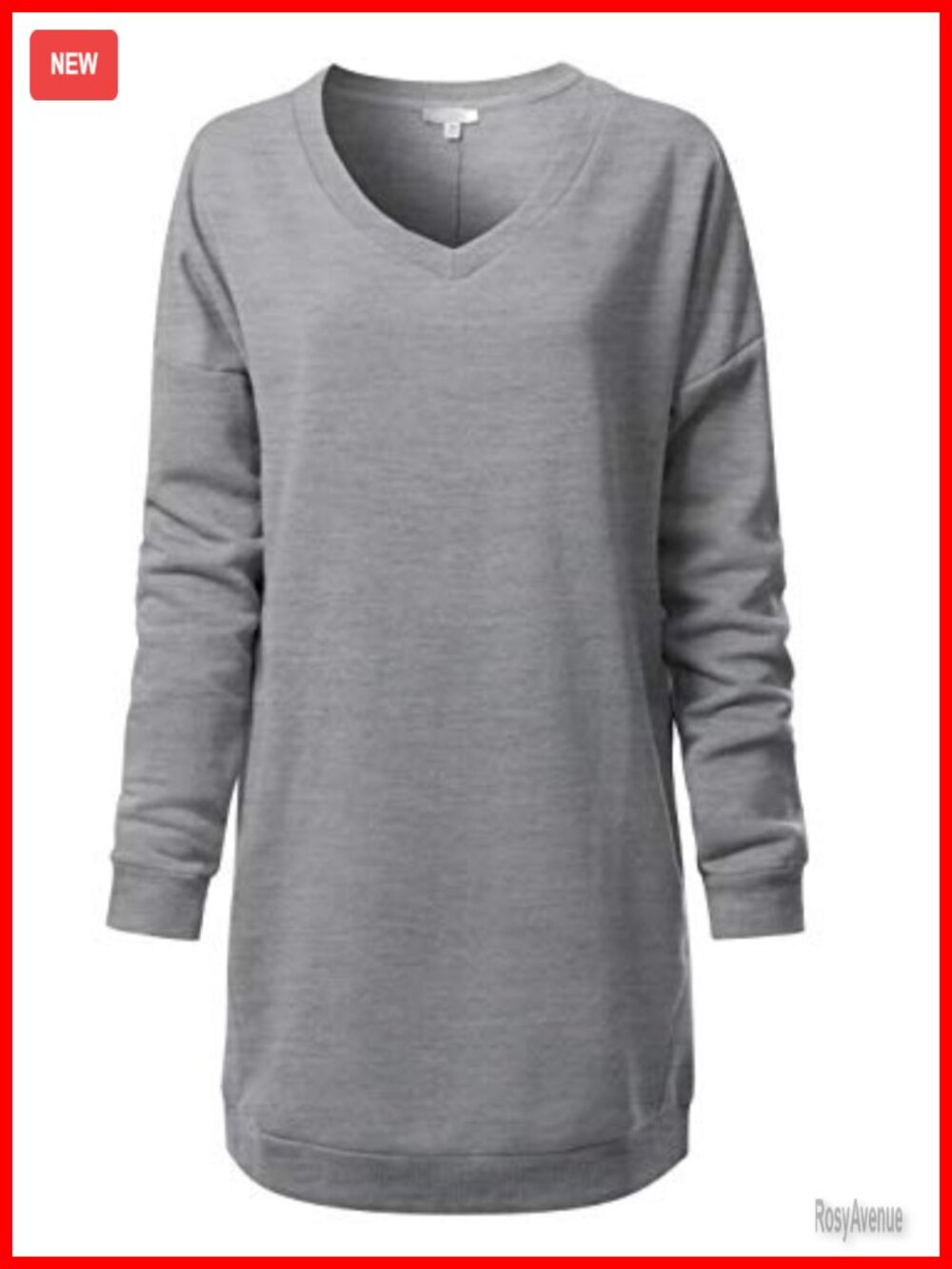 Oversized V-Neck Fleece Tunic Sweatshirt Pullover with Side Pockets